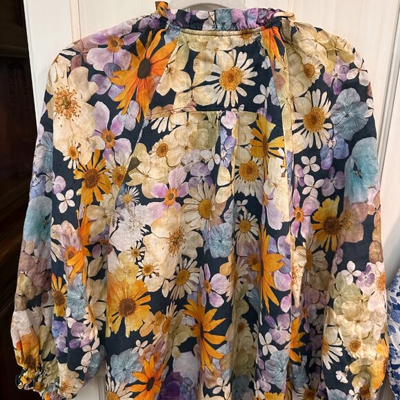 Anthropologie Maeve Moxy Collection Women's Linen Floral Button Front Blouse L - Picture 3 of 3